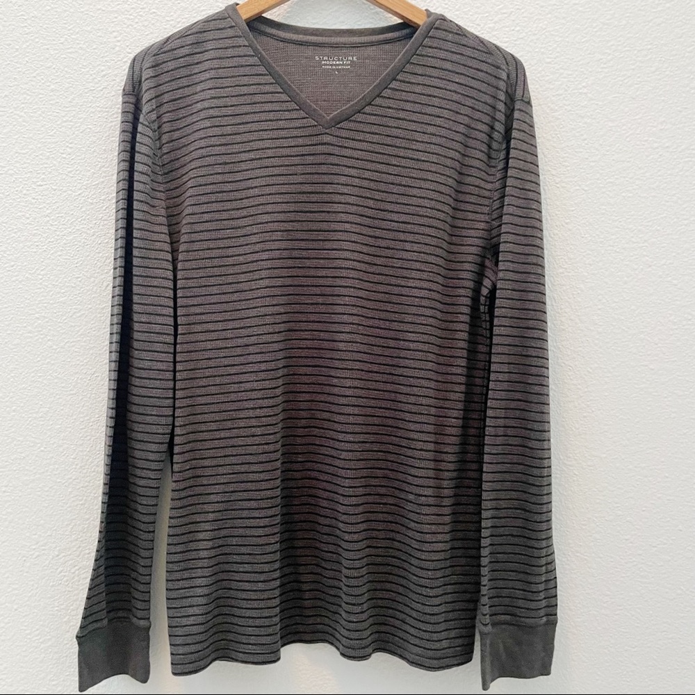 Structure Modern Fir striped basic thermal long sleeve large